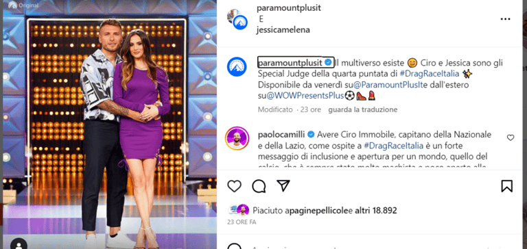 Ciro Immobile e Jessica Melena a Drag Race Italia Trash Italiano